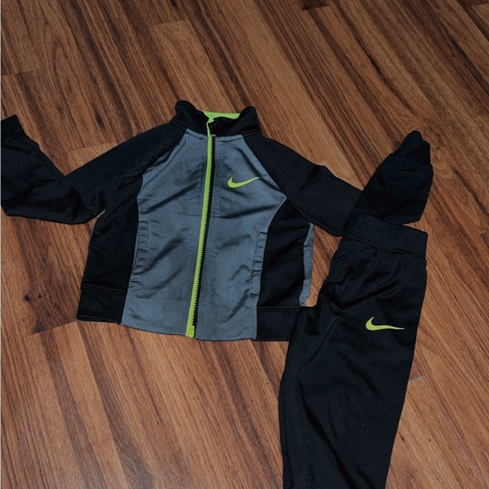 Nike Black and Gray Tracksuit with Neon Accents